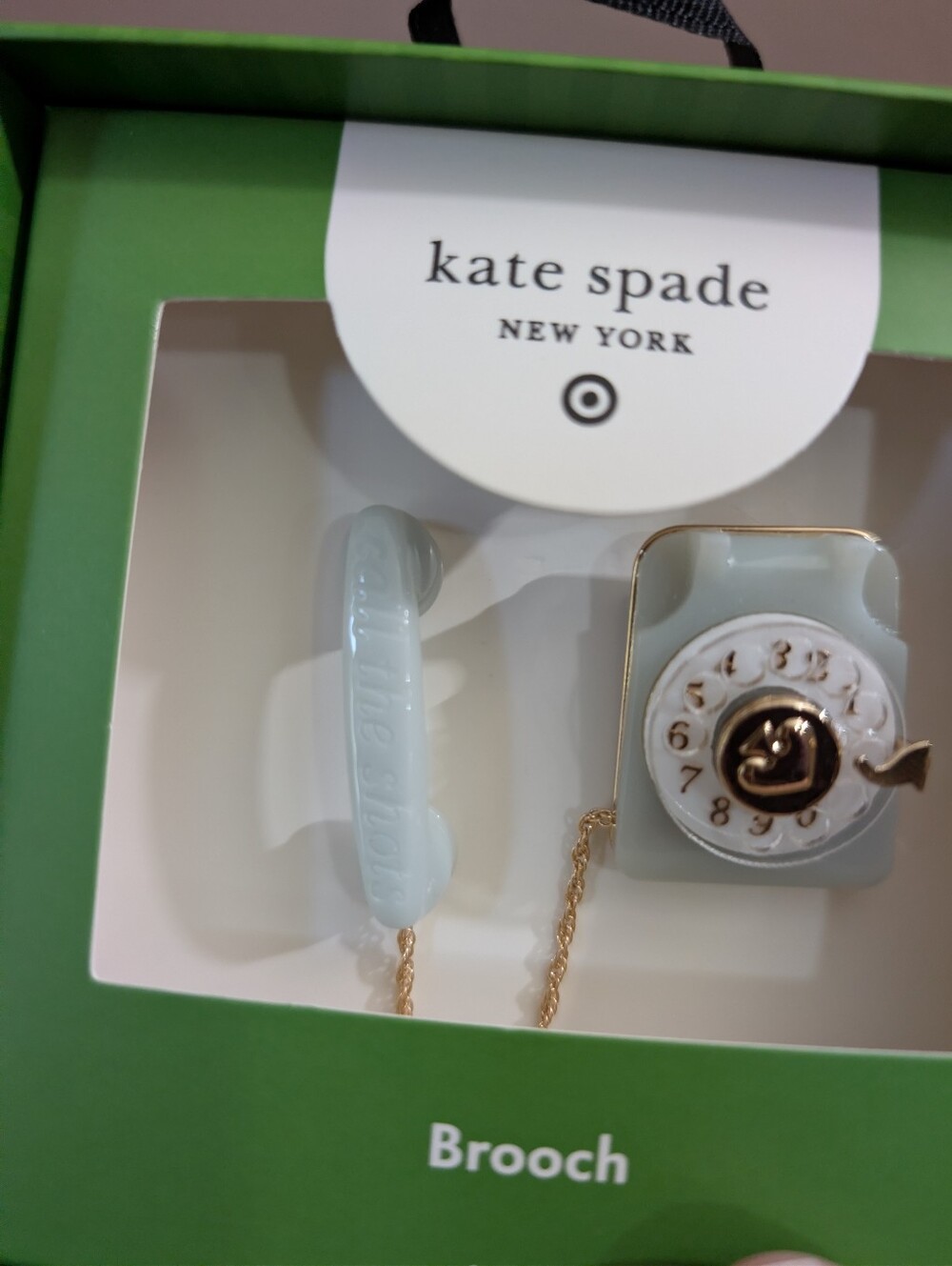 Kate Spade New York x Target Blue/Gold Phone Brooch - Picture 2 of 4